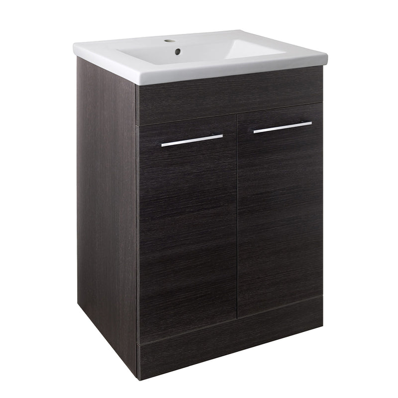 Free standing Bathroom Storage Cabinet with Basin -Black [PFS602BK + P600BS]