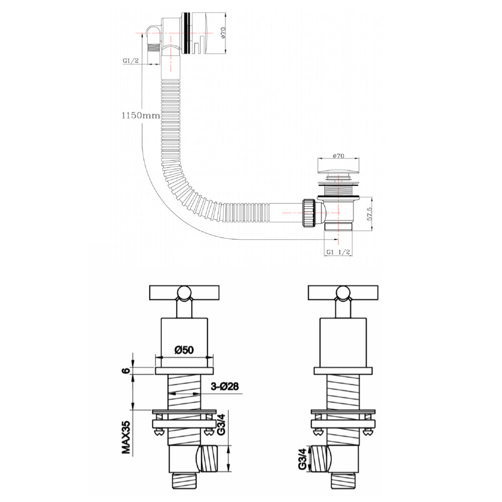 bath overflow filler with valves - Tapron