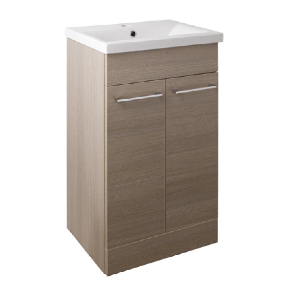380mm Free standing Bathroom Cabinet with Basin - Grey [PFS502GR + P500BS]