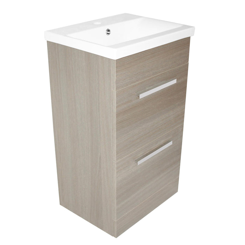 Floor Standing Bathroom Cabinet with Basin and Two Drawers Grey