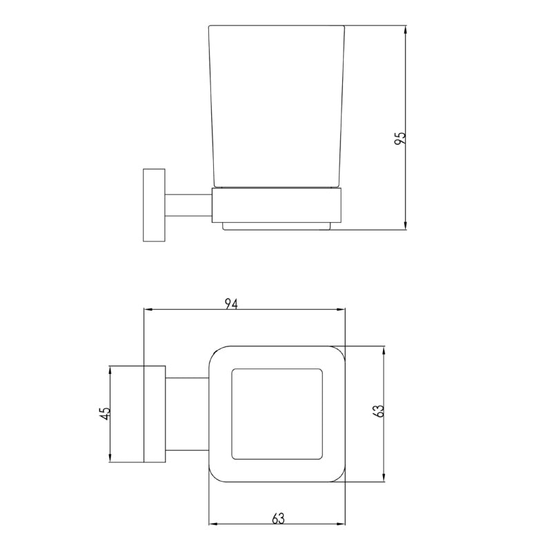 glass tumbler and holder stand technical drawing