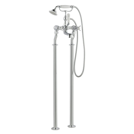 Traditional Freestanding Bath Shower Mixer with Shower Kit - Chrome 1000