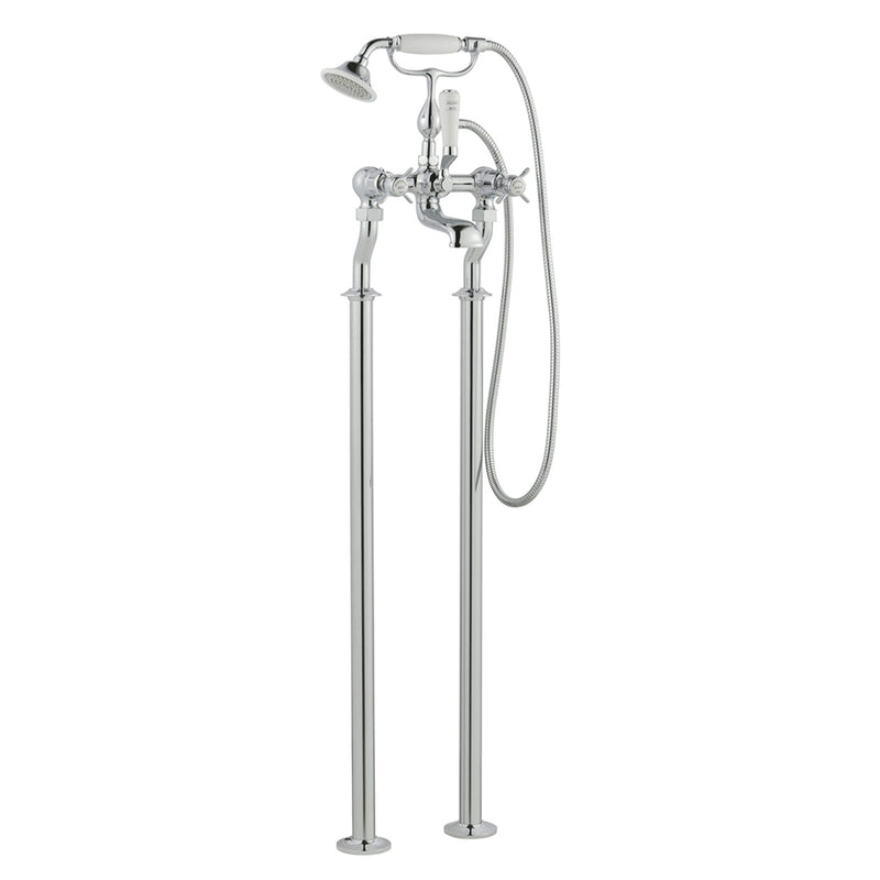 Traditional Freestanding Bath Shower Mixer with Shower Kit - Chrome
