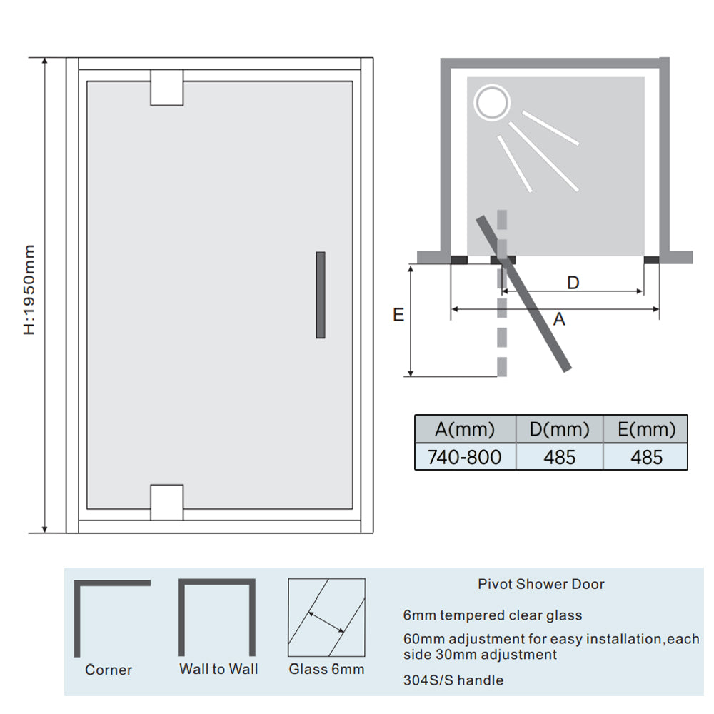 pivot shower doors - tapron