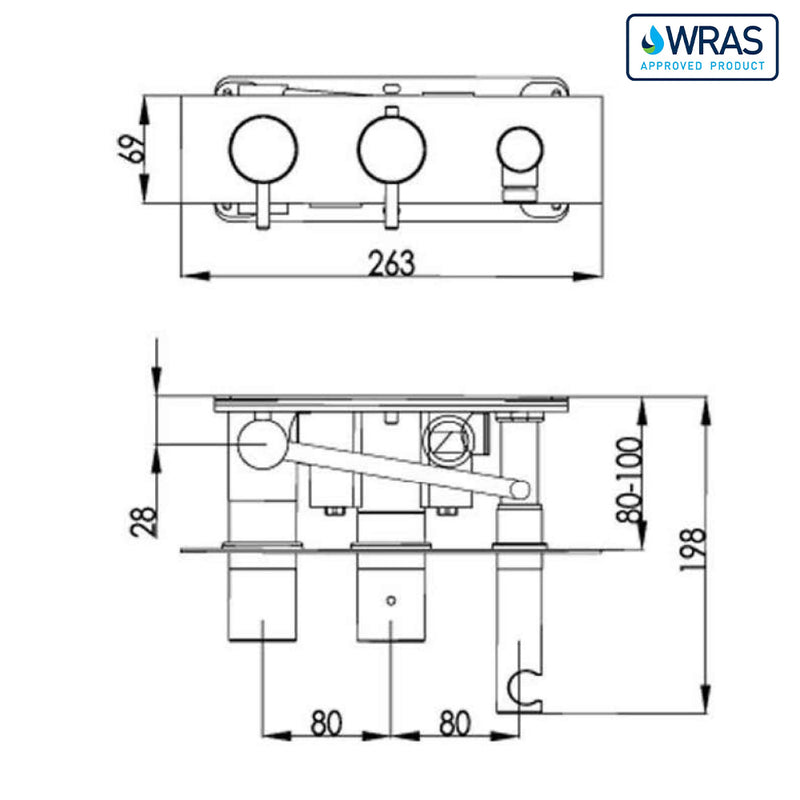 thermostatic shower valve technical drawing-tapron