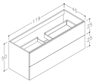 Aqua Wall-Hung Modern Designed Grey Vanity Unit with Extra-Spacious Drawers- 1200mm Secondary image