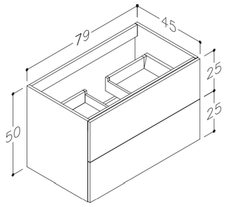 Aqua Wall Mounted 2 Drawer Space-Saving Essential Vanity Unit - Grey - 800mm Secondary image