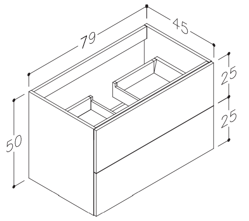 Aqua Wall Mounted 2 Drawer Space-Saving Essential Vanity Unit - Grey - 800mm [TRRAD80GA]
