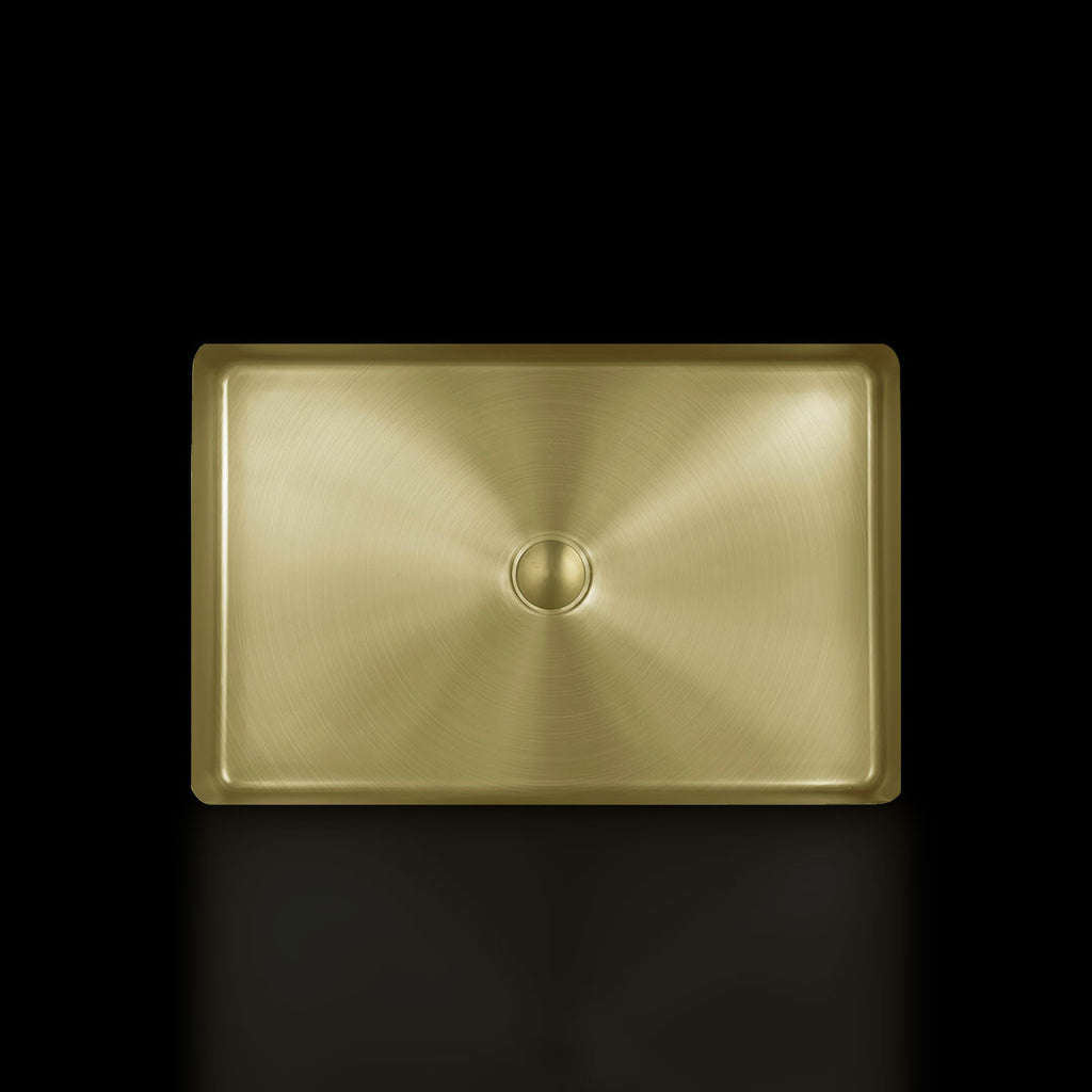 Rectangular Countertop Basin - Brushed Brass Finish-Tapron