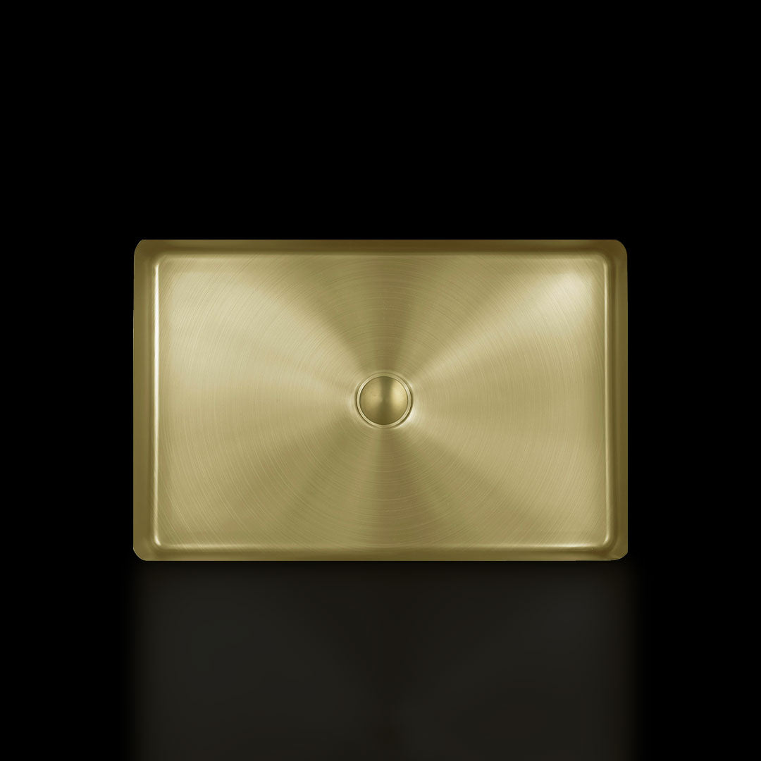 Rectangular Countertop Basin - Brushed Brass Finish-Tapron