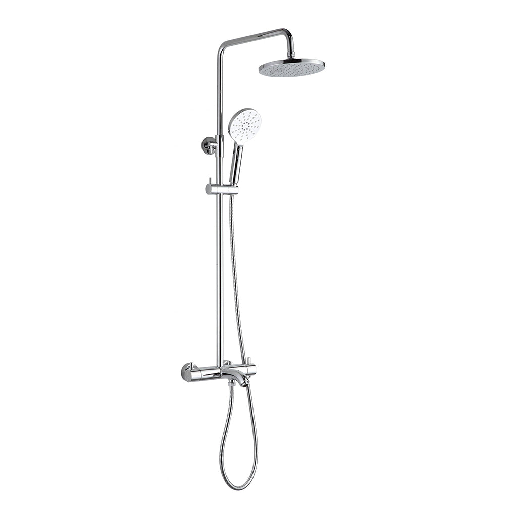 Chrome exposed thermostatic shower with fix head and shower handle 