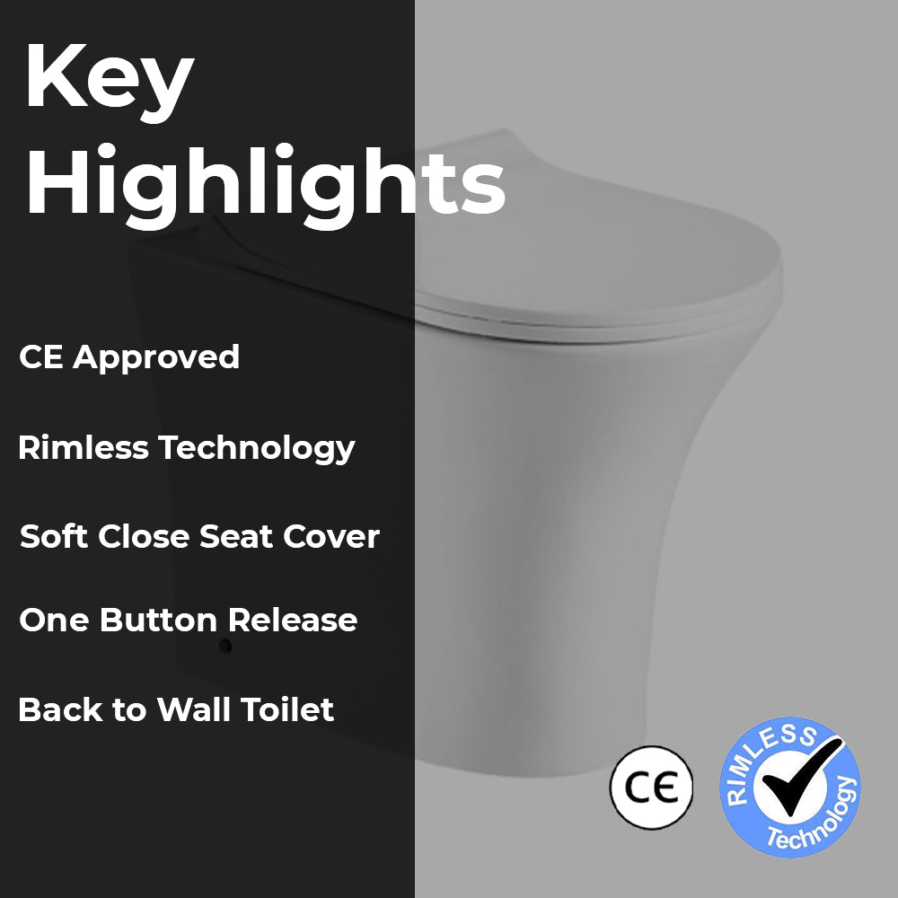 Rimless Back to Wall Toilet with Soft Close UF Seat Cover Secondary image