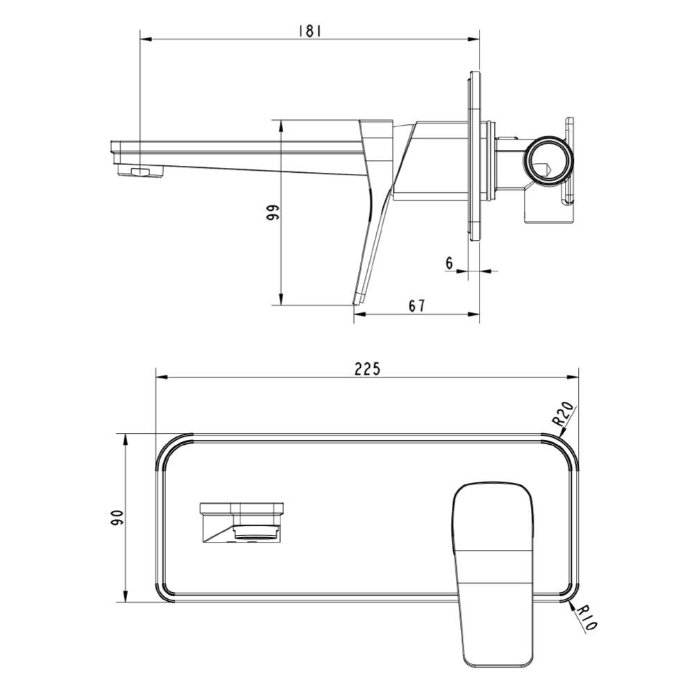 bathroom sink taps gold technical drawing-tapron