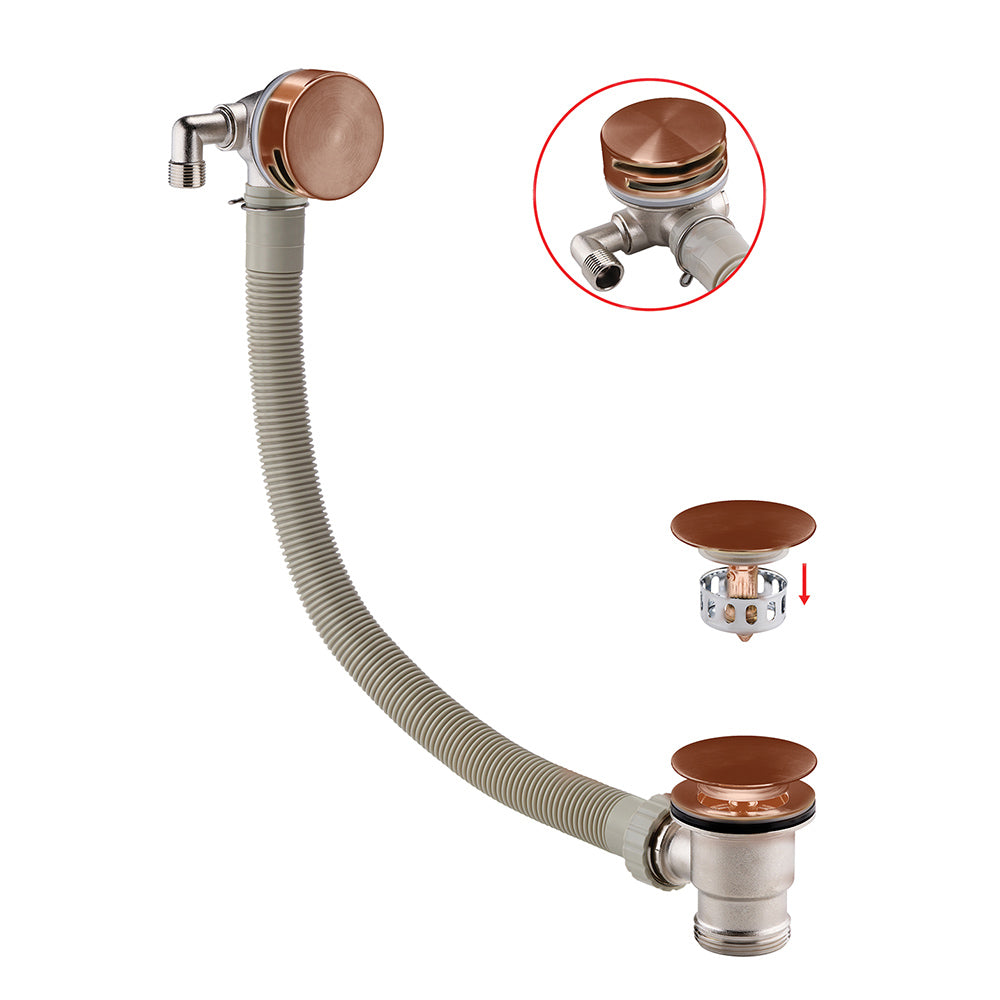 Rose Gold Overflow Bath Filler with Click Clack Bath Waste Secondary image