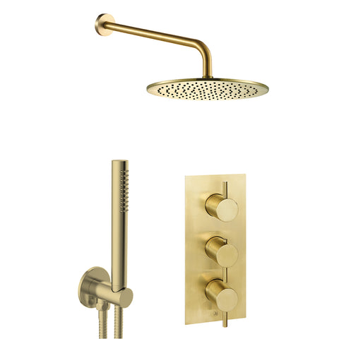 Thermostatic Concealed Shower Set - Brushed Brass