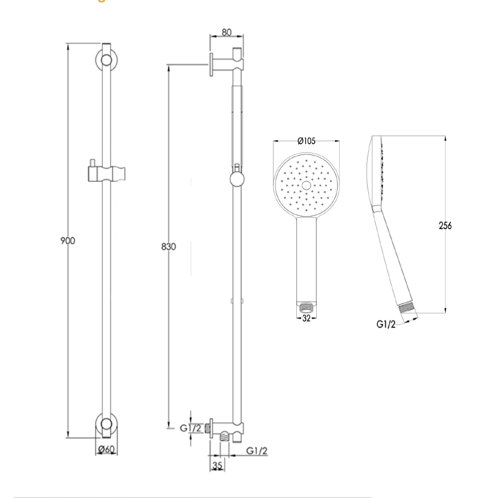 extra long shower riser rail