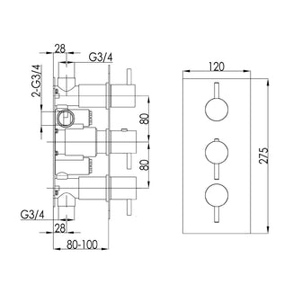 2-Outlet Concealed Thermostatic Shower Mixer Valve- Stainless Steel Secondary image