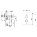 concealed thermostatic shower valve Technical Drawing