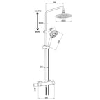 Black thermostatic bar valve shower system - Technical drawing