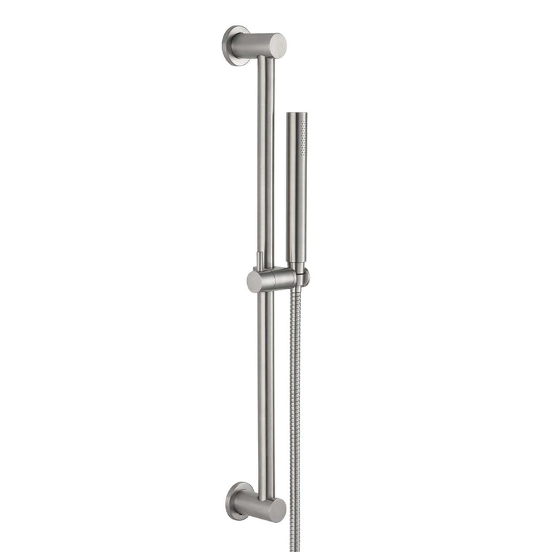 Inox Brushed Stainless Steel Slide Rail With Single Function Hand Shower & Hose 600mm [IX178]