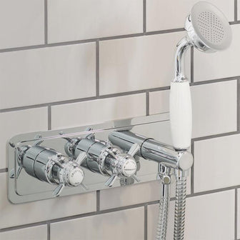 Thermostatic Concealed 2 Outlet Shower Valve with Handset - Chrome Finish Secondary image