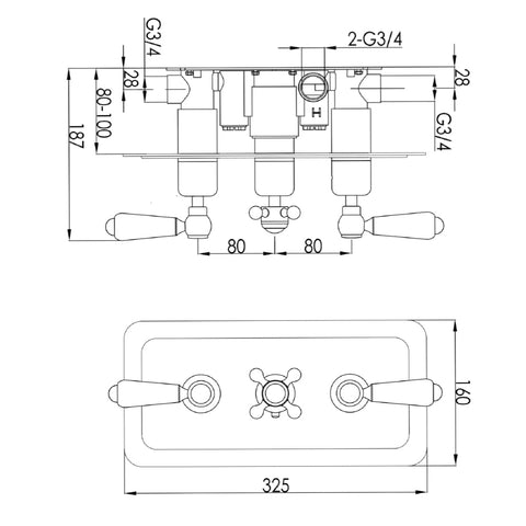 Shower valves Technical Drawing