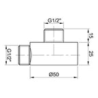Shower wall outlet Technical Drawing-Tapron