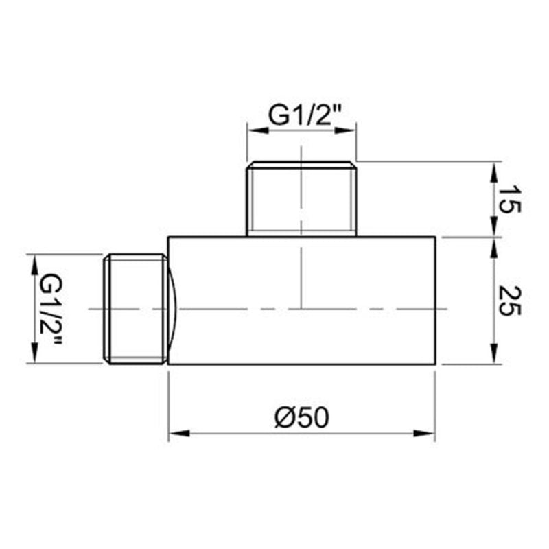 Shower wall outlet Technical Drawing-Tapron