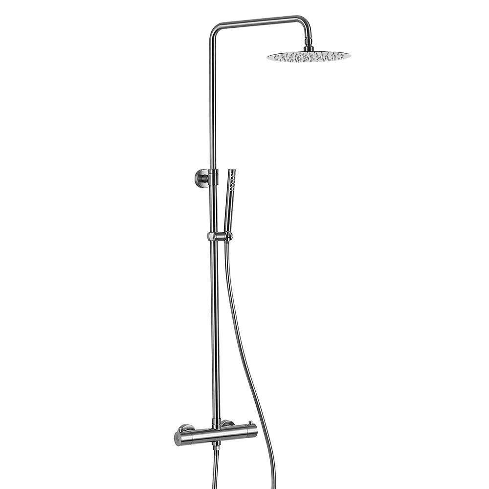 Shower Rail Kit with 2 Outlets, Adjustable Riser - Nickel
