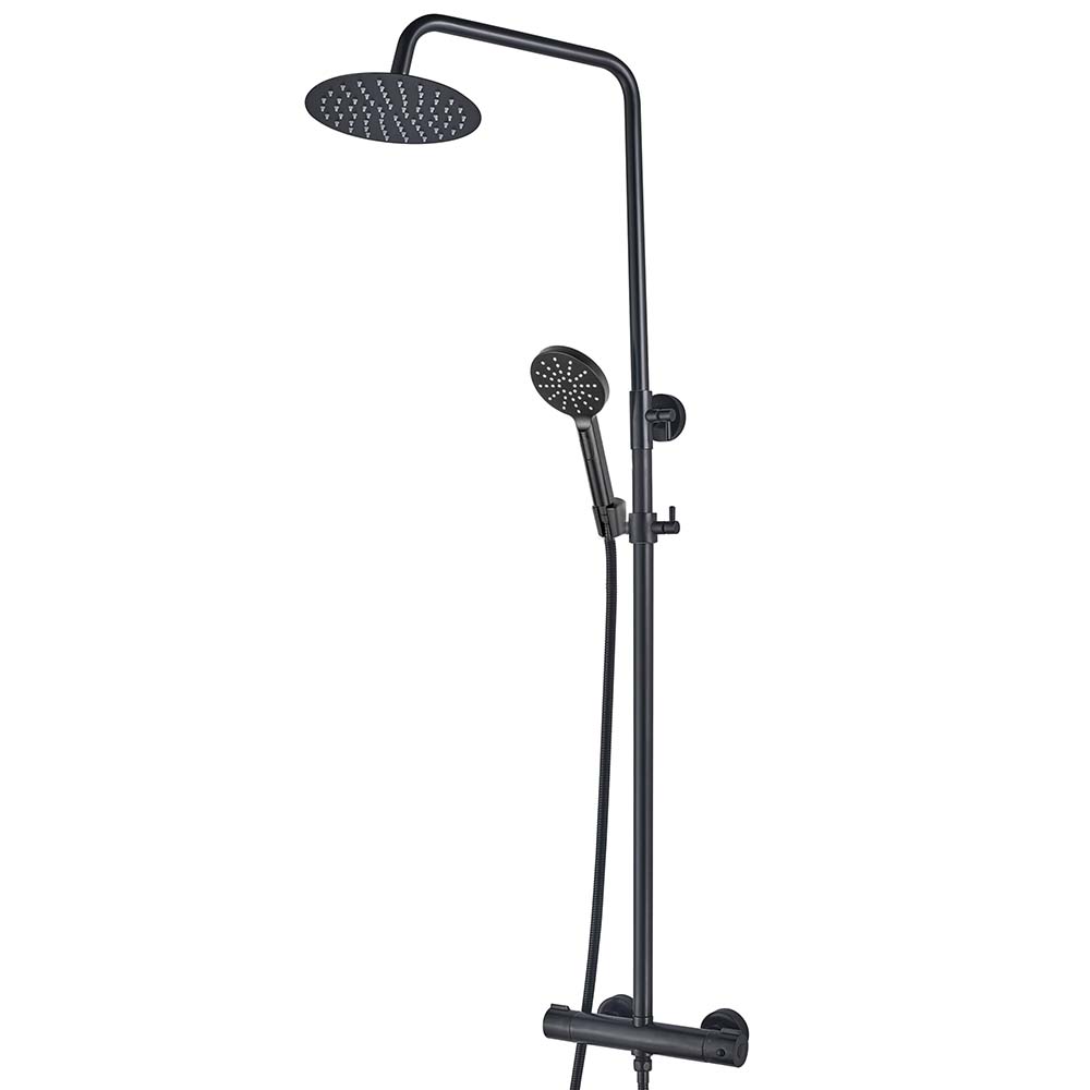 Black Shower Riser Kit: Matt Black Shower Head & Rail