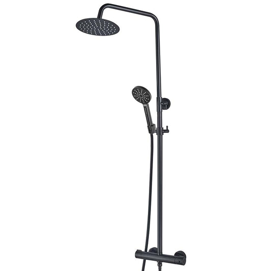Black Shower Riser Kit: Matt Black Shower Head & Rail