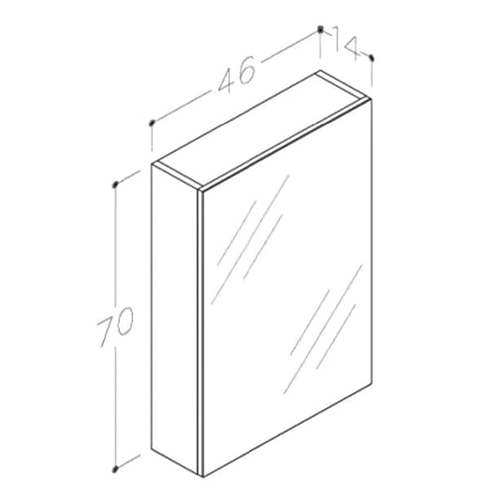 Black Single Door Bathroom Side Unit Technical Drawing