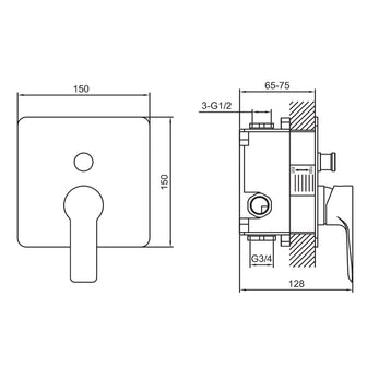 Single Lever Concealed 2 Outlet Diverter Valve Secondary image