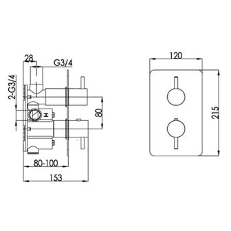 Thermostatic Concealed Shower Valve with Dual Handle – Vertical Secondary image