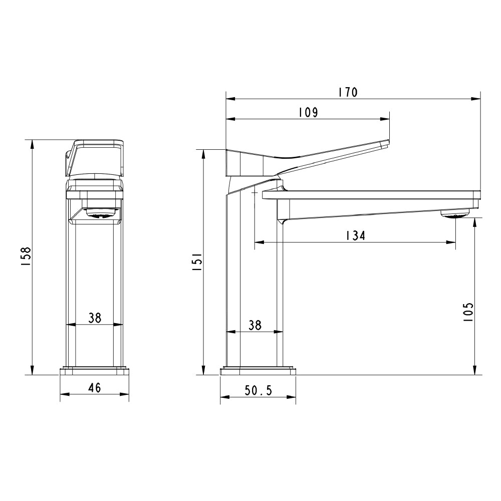 deck mounted taps technical drawing-tapron