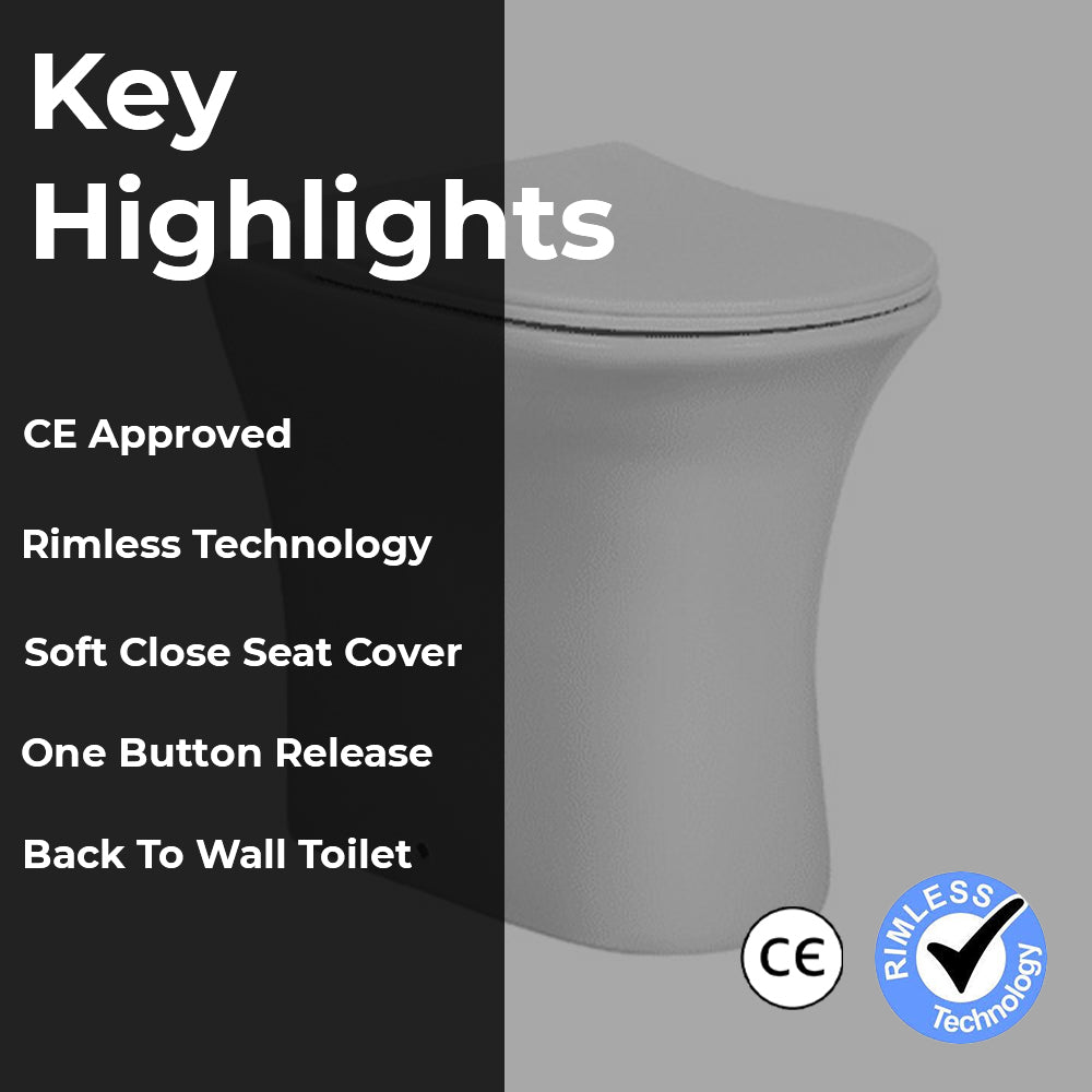 Rimless Back to Wall Toilet with Soft Close UF Seat Cover Secondary image