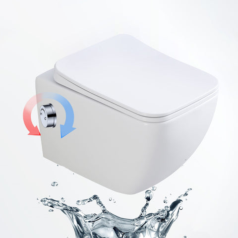 Toilette suspendue avec mitigeur de bidet thermostatique intégré - Blanc