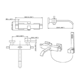2-Outlet Wall-Mounted Shower Mixer Tap with Handheld Shower- Chrome Secondary image