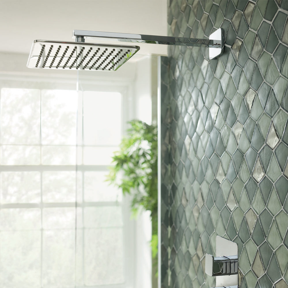 Wall Mounted Square Shower Head and Arm Chrome