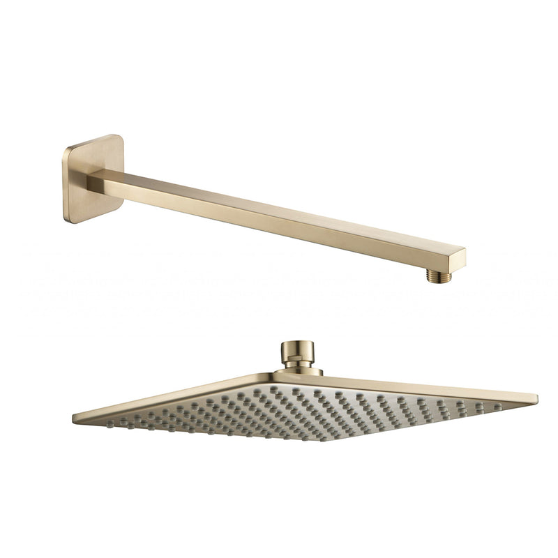 gold square shower head and arm - tapron