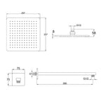 Tapron - square shower head arm Technical Drawing