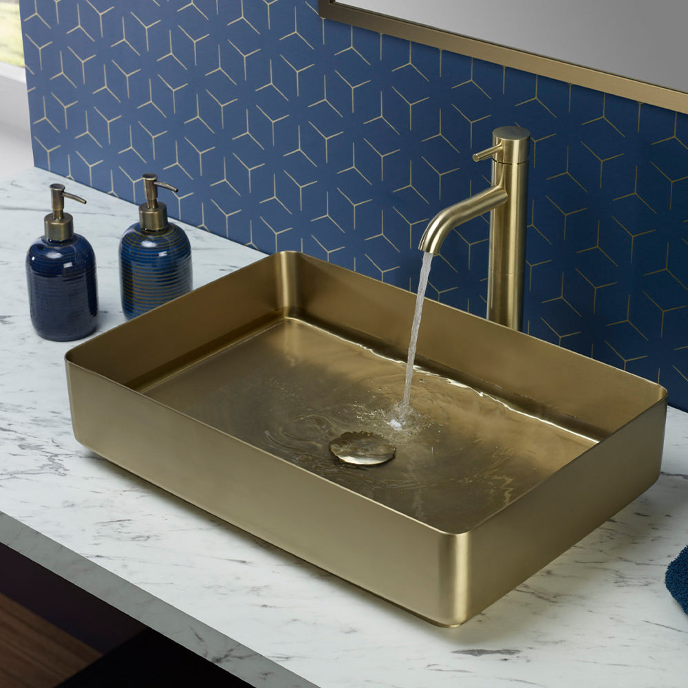 gold tall basin mixer tap-tapron