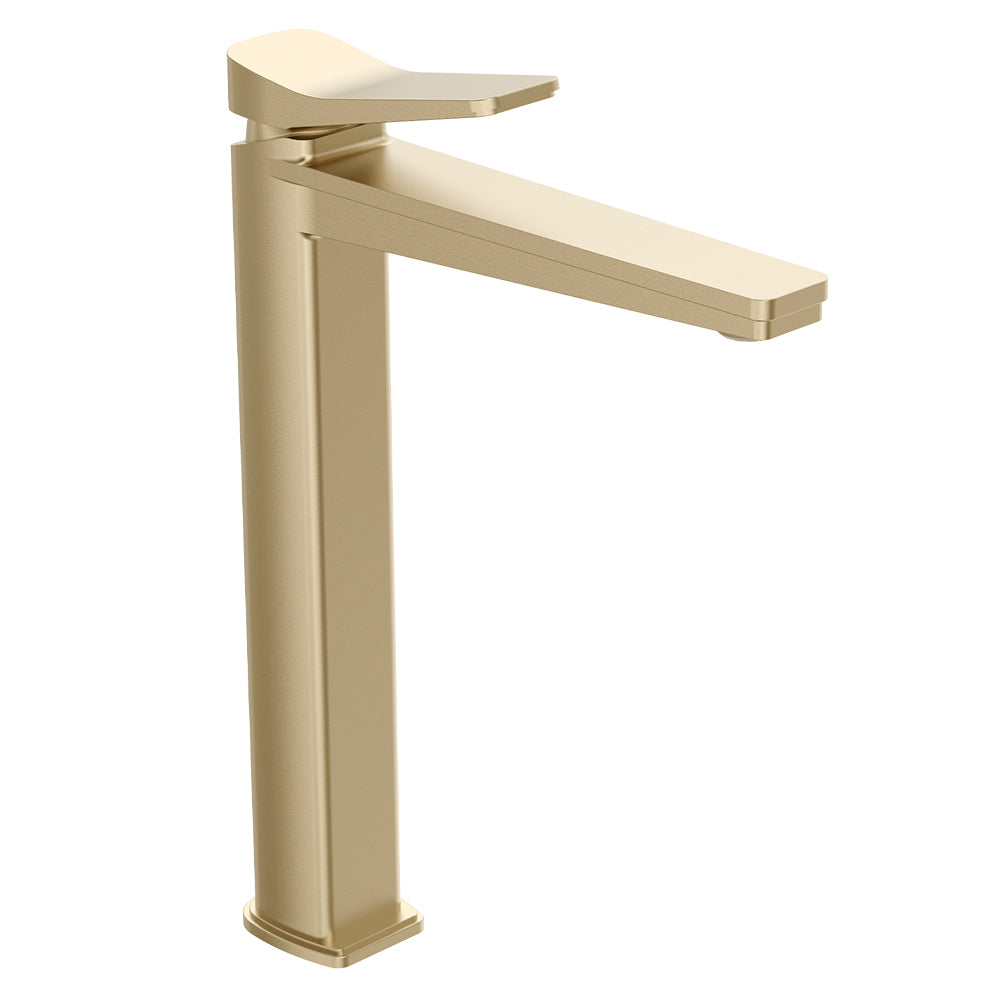 brushed brass tall basin tap