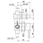 2 outlet thermostatic bar shower valve technical drawing-tapron