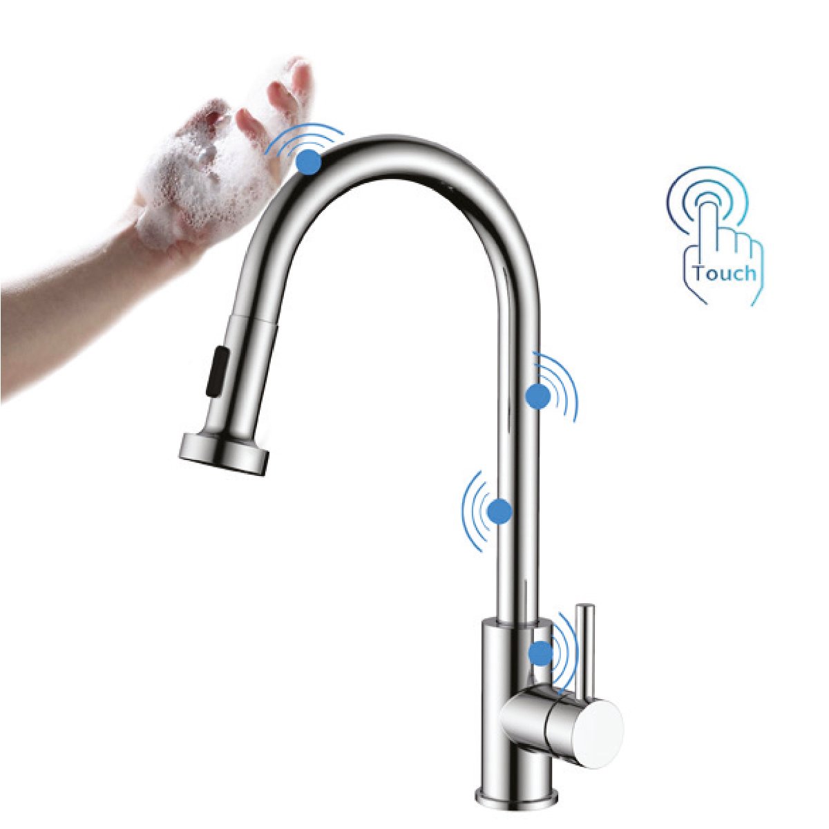 Sensor Kitchen Mixer Tap| Kitchen Tap with a Pull-Out Spray| Tapron UK