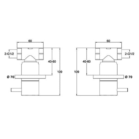 shower mixer valve technical drawing-tapron