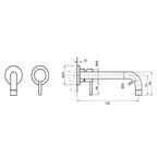 wall mounted basin mixer technical drawing-tapron