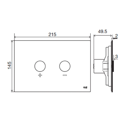 brushed gold toilet flush button technical drawing-tapron