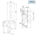 3 way shower diverter valve technical drawing-tapron