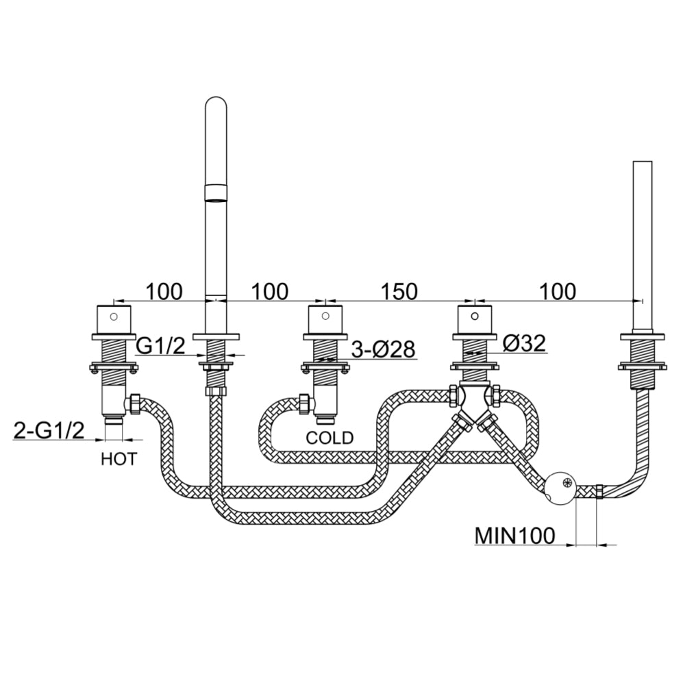 handheld shower technical drawing-tapron